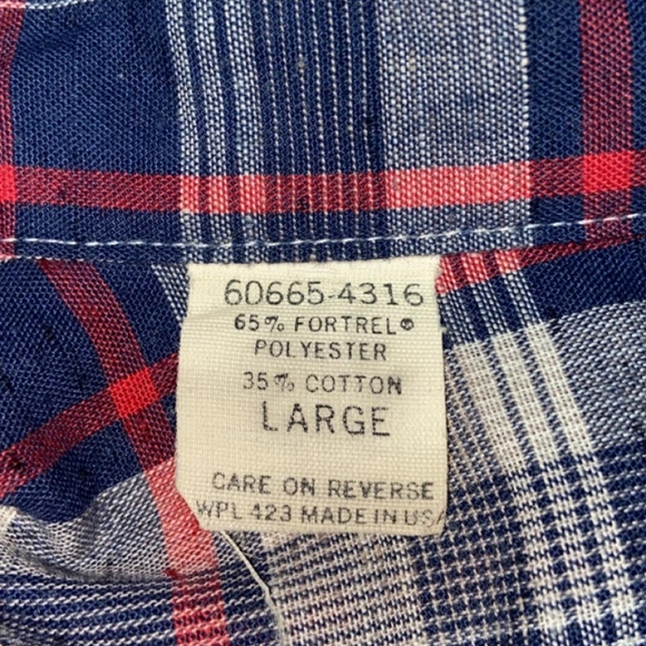 Vintage Levi Plaid Button Down 1970's Men's Large - Picture 12 of 12